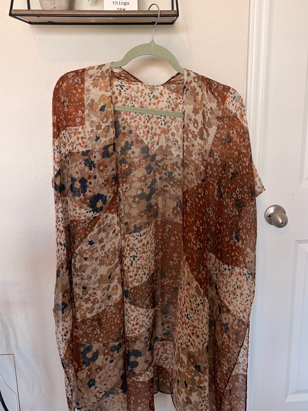 Lightweight Floral Patchwork Kimono- Brown Multi